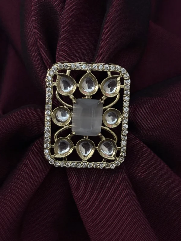Grey Stone Square Shaped Ring