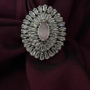 Silver AD Pink Stone Ring