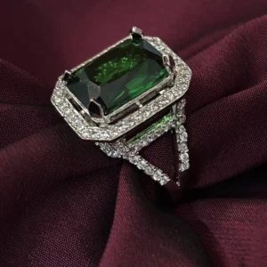 Big Green Stone Ring Silver