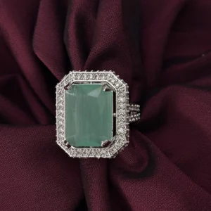 Sea Green Big Stone Ring Silver