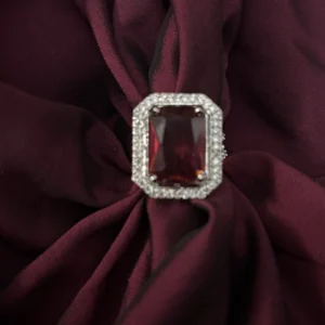 Big Ruby Stone Ring Silver