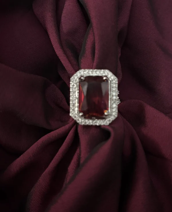 Big Ruby Stone Ring Silver